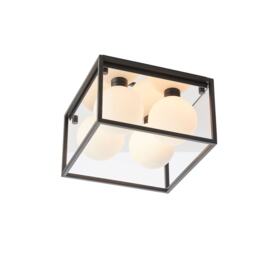 Matera Bathroom 4 Light Ceiling Semi Flush Matt Black & Matt Opal Glass IP44