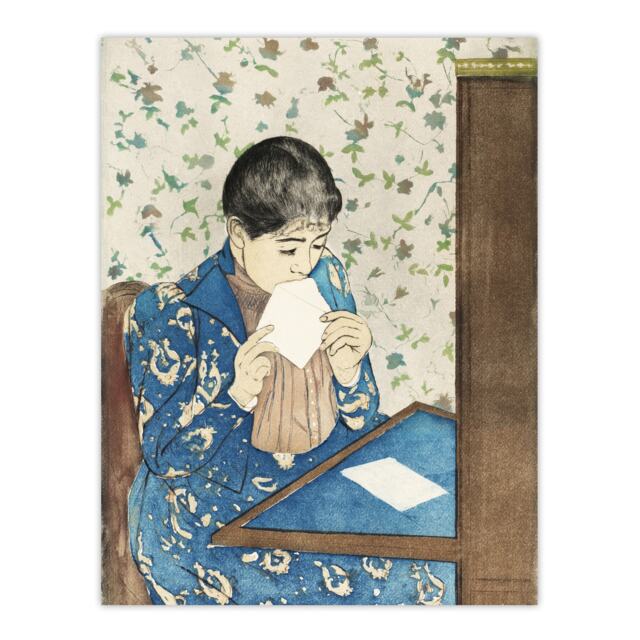 Letter Woman Sealing Envelope Cassatt Vintage Huge Wall Art Print 18X24 In