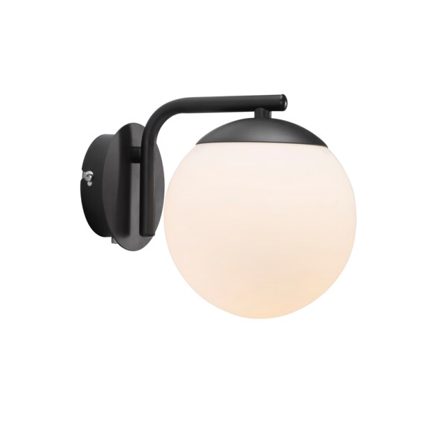 Nordlux Grant Indoor Wall Light Black Glass Sensor E14 Hand Blown Glass - Plug In or Mains Powered , IP20 Black Black