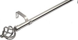 19 mm Extendable Metal Curtain Poles, Brushed Steel (Cage Finials, 120 - 210 cm)