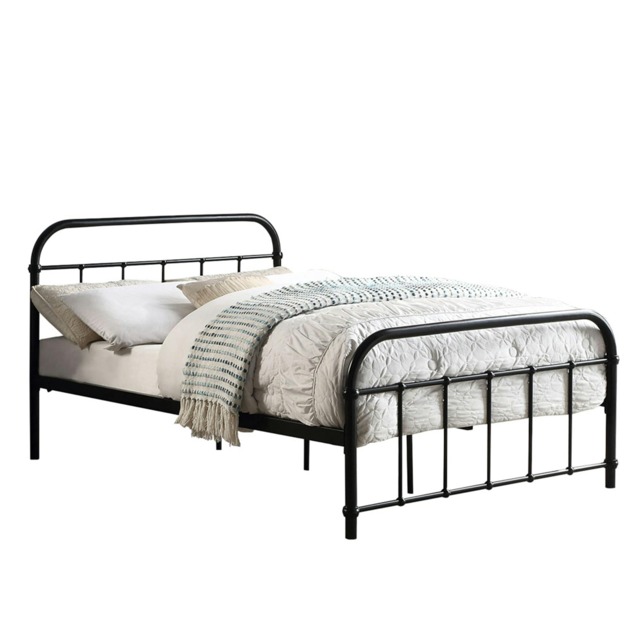 Tewin Vintage Hospital Style Black Metal Bed Frame (Small Double) Black Black Small Double