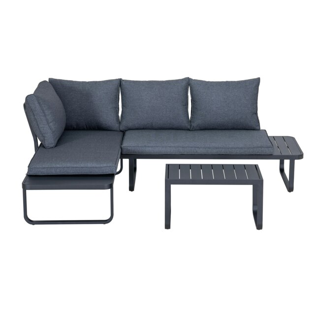 SUNJOY Outdoor Garden Corner Lounge Set 3-Piece Patio Furniture Set With Cushions Grey Four Seater