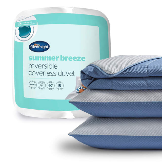 Silentnight Summer Breeze Seersucker Coverless Duvet 2.5 Tog Blue Light Grey Blue Blue SuperKing