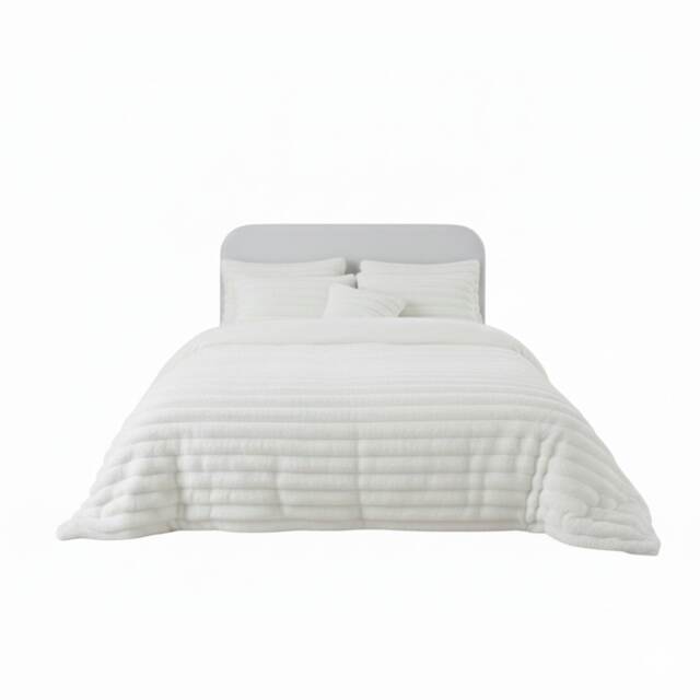 Luxury Teddy Cord Design Bedding Set Ultra Soft Cozy Stylish Comfort White Single