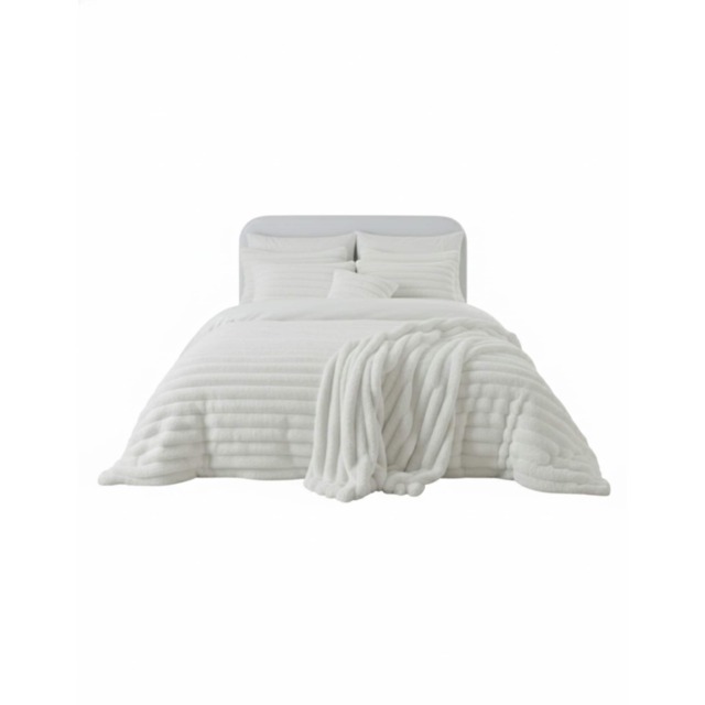 Luxury Teddy Cord Design Bedding Set Ultra Soft Cozy Stylish Comfort White Single