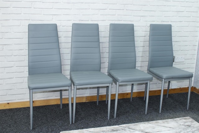 Dining Chairs Set of 4 Grey Faux Leather Kitchen Chairs