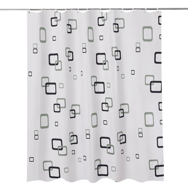 Geometric Polyester Fabric Shower Curtain with 12 Hooks - 180x200cm