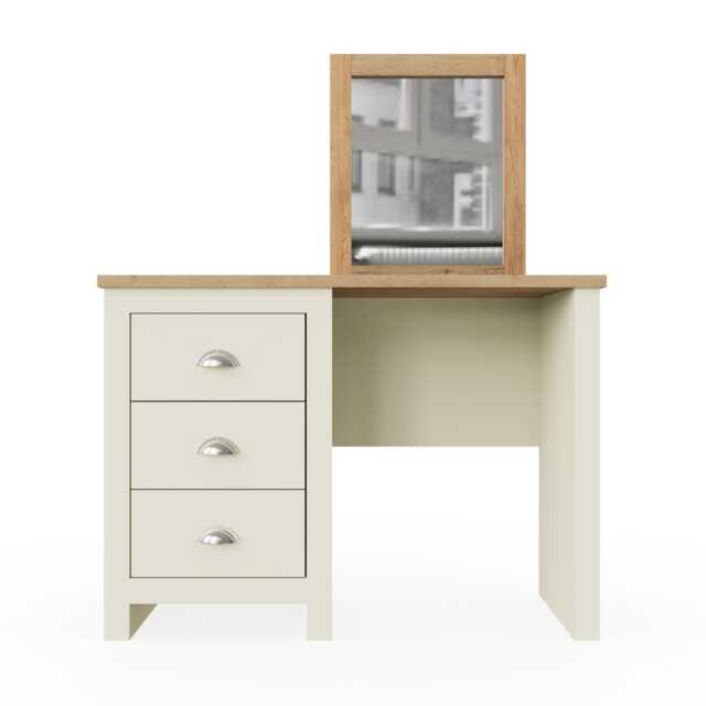 Lisbon Dressing Table 3 Drawer Set Cream Vanity Makeup Desk Stool Mirror