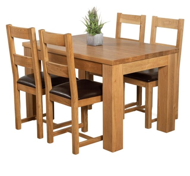 Dakota 127 x 82cm Oak Small Dining Table and 4 Lincoln Chairs Brown Brown