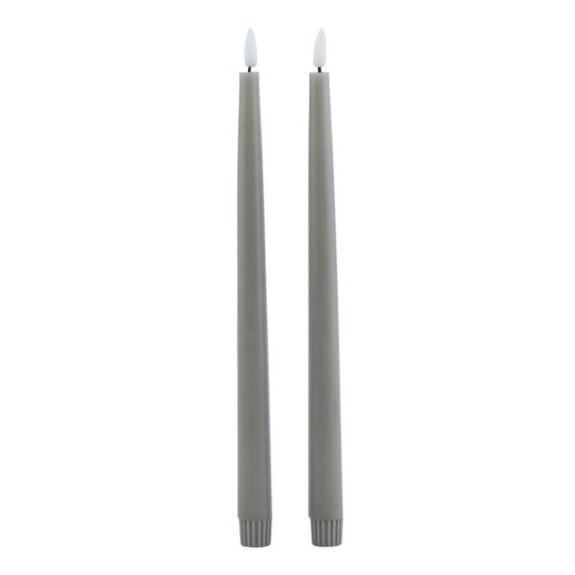 Luxe Collection LED Dinner Candles (Set of 2) - Wax - L2 x W2 x H25 cm - Grey Grey Grey