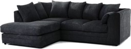 CHICAGO LEFT HAND FACING JUMBO CORD CORNER SOFA LOUNGE IN BLACK