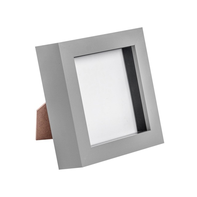 "Nicola Spring 4 x 4"" Photo Frame - Grey - 3D Photo Frame Picture Frame Box Portrait Display Case (12.5 x 12.5cm)"