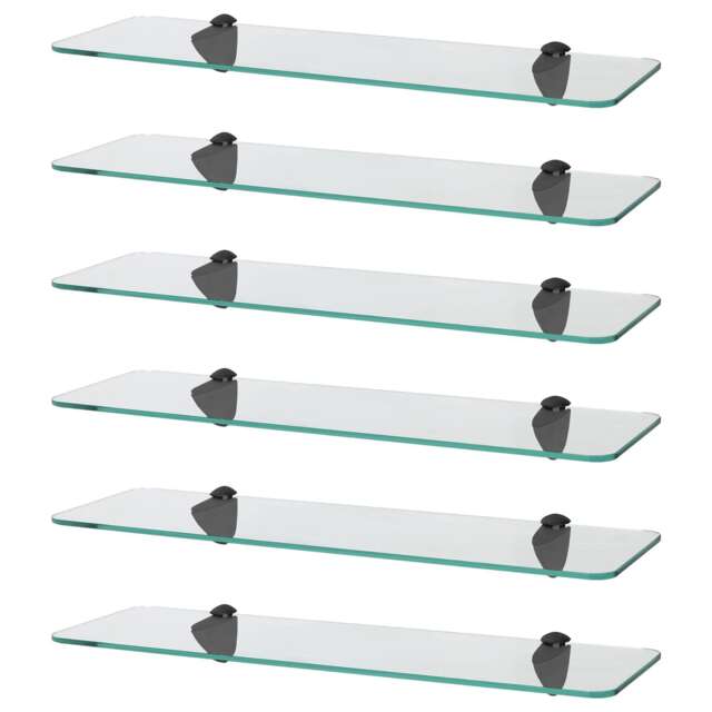 Harbour Housewares Rounded Floating Glass Shelf - 50cm - Metallic Brackets - Bathroom Shower Storage Vanity Display Unit Shelf Black Black 6