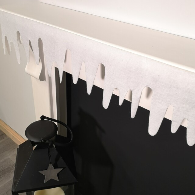Premier White Felt 18cm x 240cm Decorative Glitter Christmas Icicle Fringe Wall Fireplace Decoration