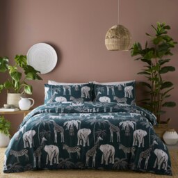 Portfolio Home Wild Safari Soft Easy Care Bed Linen Bedding Duvet Cover Quilt Set With Pillow Case Green King