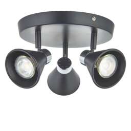 Burton - Matt Black & Chrome Detail 3 Way Adjustable Ceiling Spotlight
