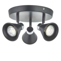 Burton - Matt Black & Chrome Detail 3 Way Adjustable Ceiling Spotlight