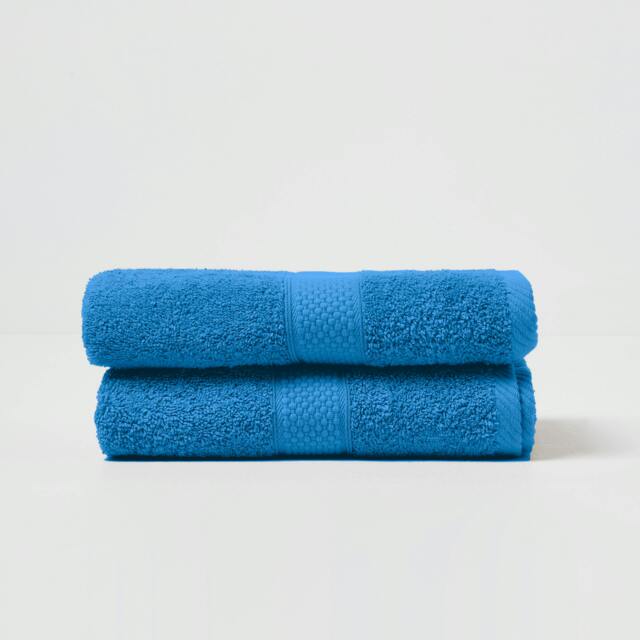 Homescapes Turkish Cotton Hand Towel Set of 2 - Cobalt Blue Blue Hand towel 2