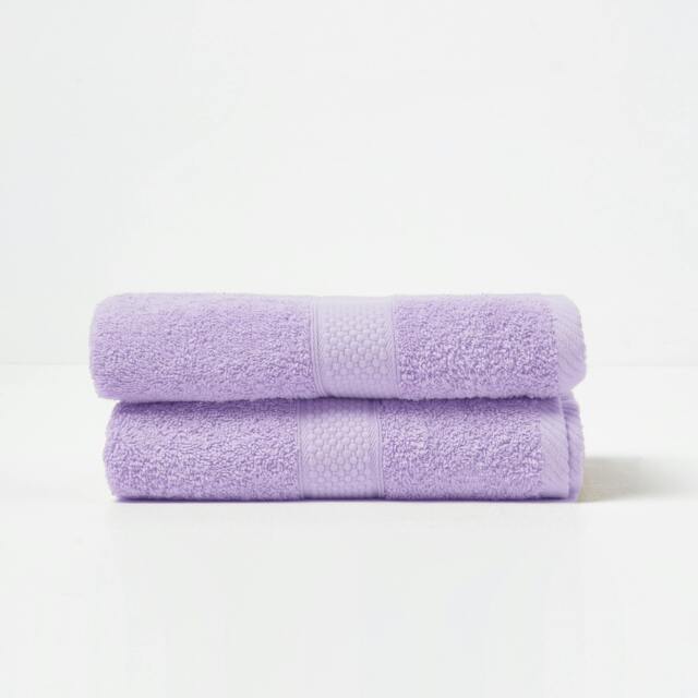 Homescapes Turkish Cotton Hand Towel Set of 2 - Lilac Purple Hand towel 2