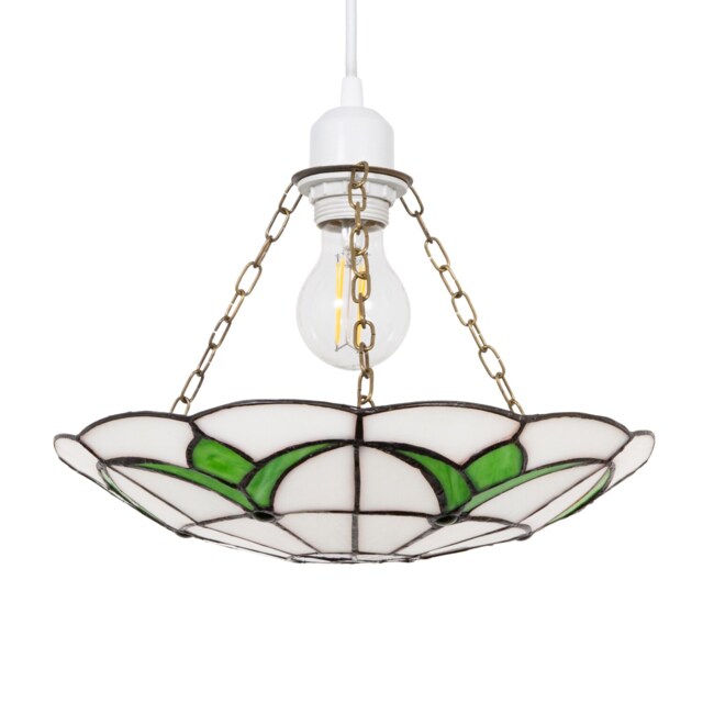 Traditional Stained Glass Tiffany Pendant Light Shade with Emerald Green Leaves Green Green 1