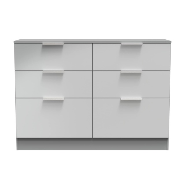 Dover 6 Drawer Wide Chest of Drawers in Uniform Grey & Dusk Grey (Ready Assembled) Grey Uniform Grey & Dusk Grey