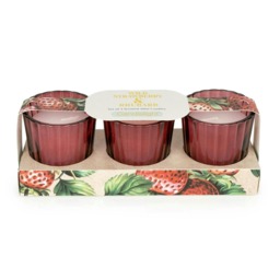 Candlelight Set of 3 Mini Votive Candles Wild Strawberry & Rhubarb Purple One Size 1