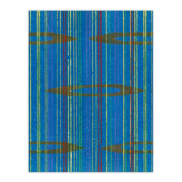 "Blue Abstract Geometric Pattern Retro Japan Wall Art Print Korin 18x24"""