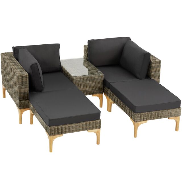 Rattan lounge set with aluminum frame, Bellaria Cream nature 1