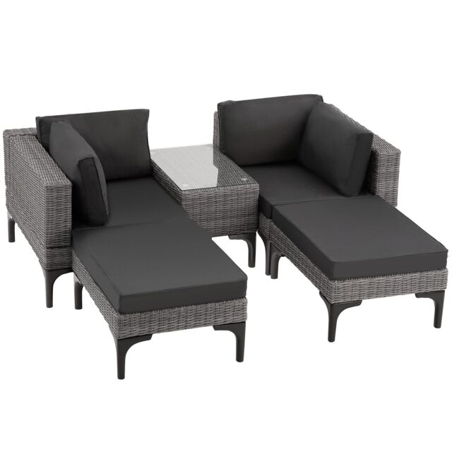 Rattan lounge set with aluminum frame, Bellaria Grey grey 1