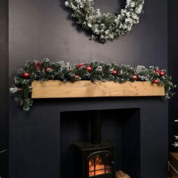Premier 180cm (6ft) Festive Red Dressed Christmas Garland With Bows And Red Baubles