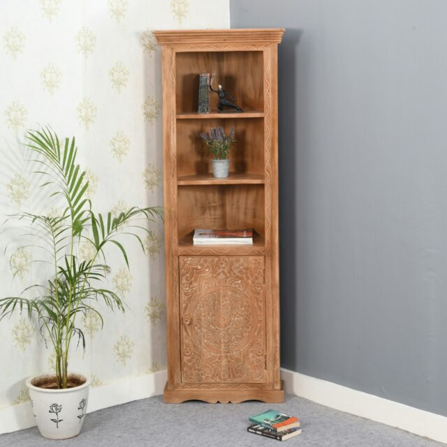 Artistry Mango Wood Corner Bookcase Brown Brown