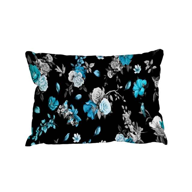 Rose, peony, poppy, pomegranate buds and nightingales (Outdoor Cushion)