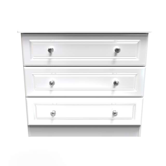 Stratford 3 Drawer Chest of Drawers in White Gloss & White Matt (Ready Assembled) White White Gloss & White Matt