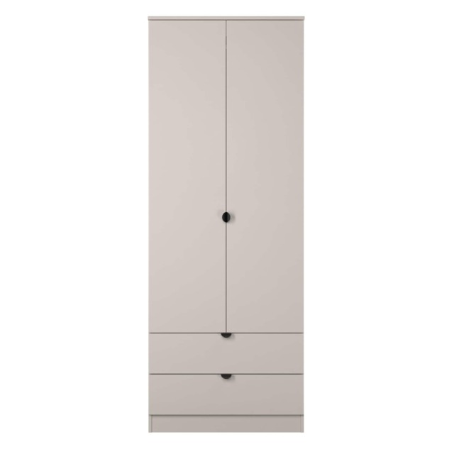 Norway Tall 2 Drawer Double Wardrobe in Kashmir (Ready Assembled) Cream Kashmir