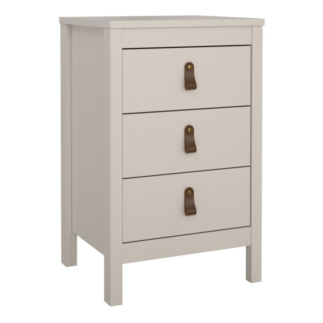 Barcelona Bedside Table 3 Drawers in Cashmere Cream Cashmere 1