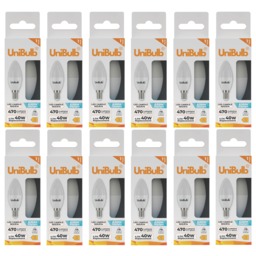 UniBulb LED Candle E14 Small Edison Screw (SES) 470lm 4.2W (Replaces 40W) 6500K (Daylight) Light Bulb - Pack of 12 White Daylight 12
