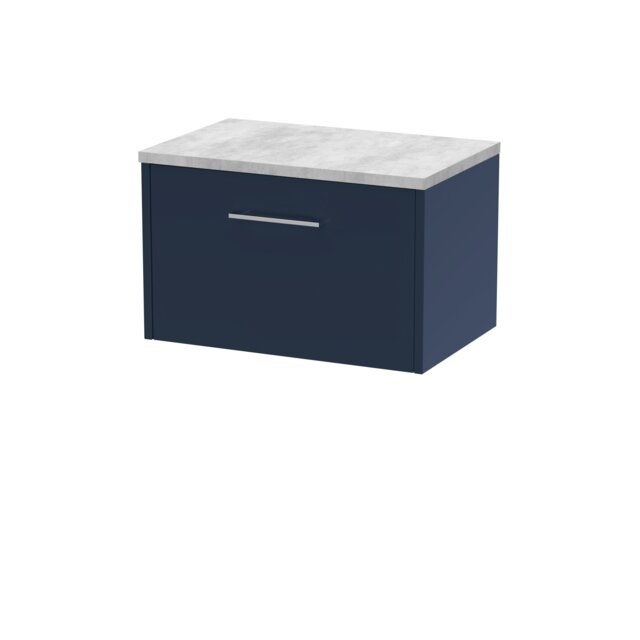 Balterley Winshill Contemporary 1 Drawer Wall Hung Vanity Unit with Laminate Worktop, Woodgrain Dark Grey, 600mm