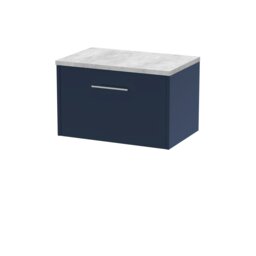 Balterley Winshill Contemporary 1 Drawer Wall Hung Vanity Unit with Laminate Worktop, Woodgrain Dark Grey, 600mm