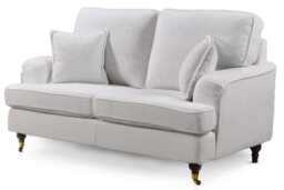 Teddy Boucle Fabric White 2 Seater Bella Sofa with Plain Cushions ASTBURY