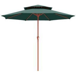 Outsunny 2.7 m Garden Parasol with Double Top, Green Green Cream White 270 x 270 x 240 cm