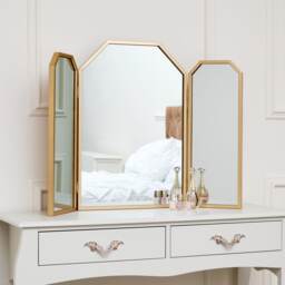 Gold Hexagon Triple Dressing Table Mirror 82cm X 59cm