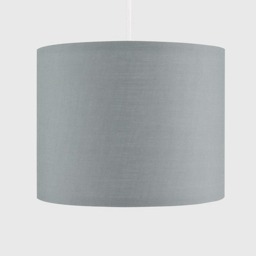 CGC Lighting Lupo Luxury Grey Cotton Drum Pendant Shade with Silver Inner 30 cm Grey Grey Cotton & Silver Medium