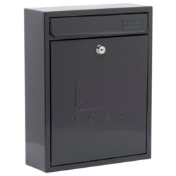 Burg-Wachter Anthracite Compact Wall Mounted Galvanised Steel Post Box - 26x33x9cm Black Anthracite