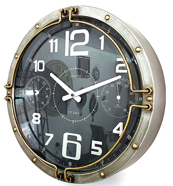 Wall Clock - L8 x W40 x H40 cm - Silver