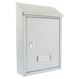Burg-Wachter Silver Avon Dual Entry Wall Mounted Galvanised Steel Lockable Weatherproof Post Box - 21x30x7cm Silver Silver