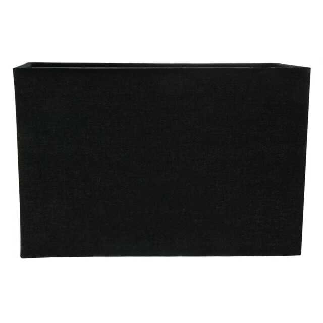 Contemporary and Stylish Jet Black Linen Fabric Rectangular Lamp Shade Black Black 1