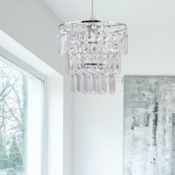 Three Tier Acrylic Crystal Light Shade Clear Chrome Medium 1