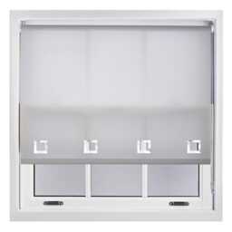 FURNISHED Daylight Roller Blinds with Large Eyelets Cut to Size Sheer Fabric Grey Grey (W) 150cm x (L) 210cm