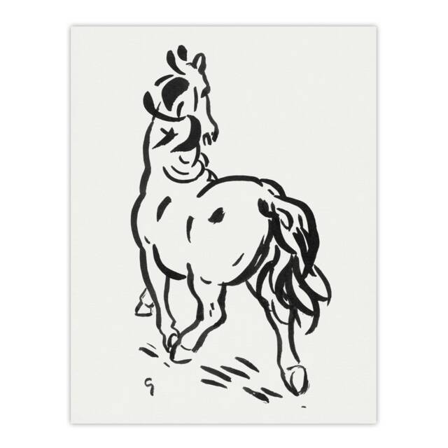 Horse Black And White Ink Sketch Leo Gestel Wall Art Poster Print