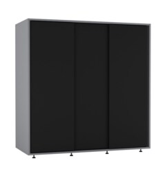 120cm 3 Sliding Doors Children Kids Wardrobe Bedroom Storage Closet Hanging Rail Multi Grey with Black Doors 1
